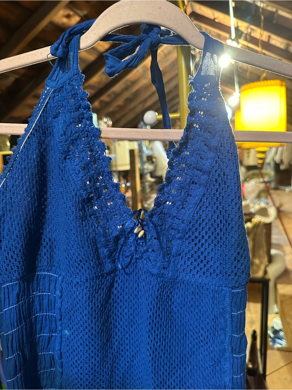 Blue Halter Ruffle Dress - Picture 3 of 4